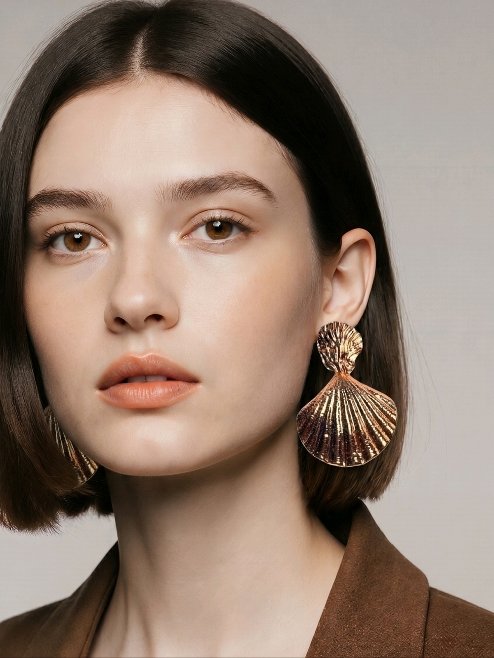 NWT NADINE WEST Oversized Rose Gold Shell Earrings ~2 1/4"